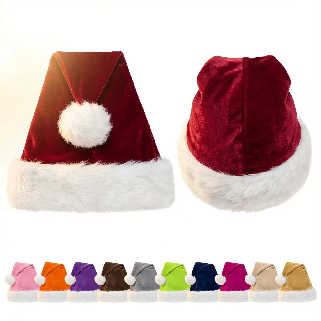 Classic Red Santa Hat - Velvet Craftsmanship with Assured Quality