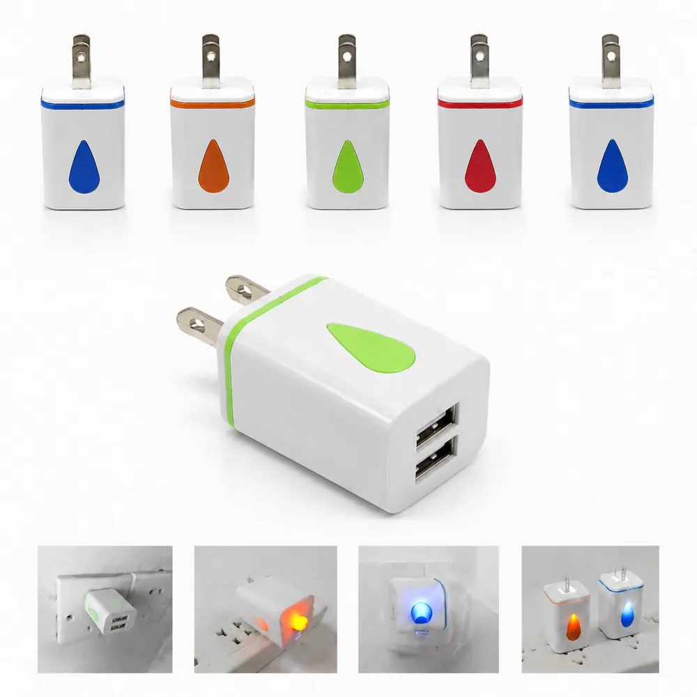 Dual USB Wall Charger with LED Night Light for Travel 2
