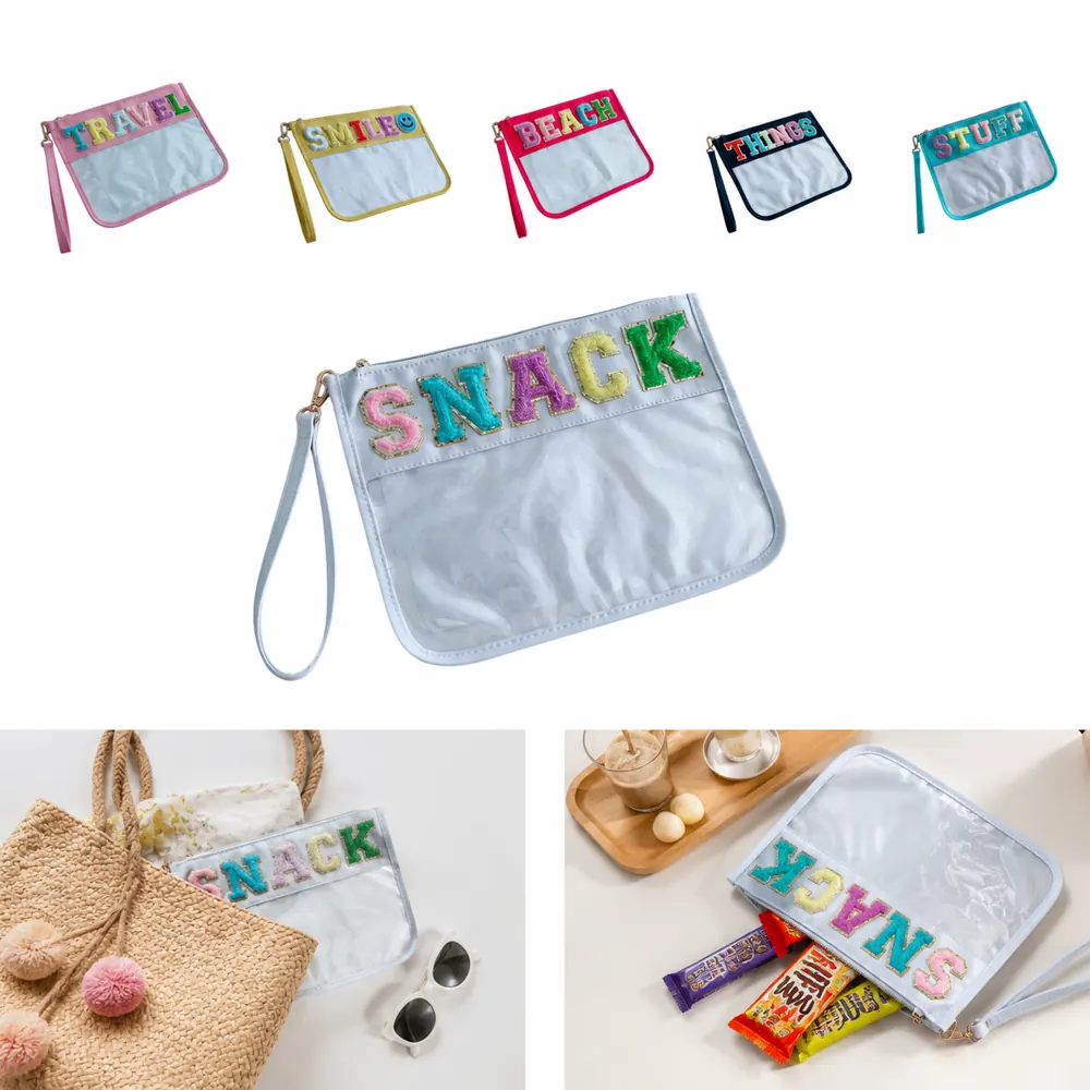 Custom Chenille Letter Flat Bag with Adjustable Strap 2
