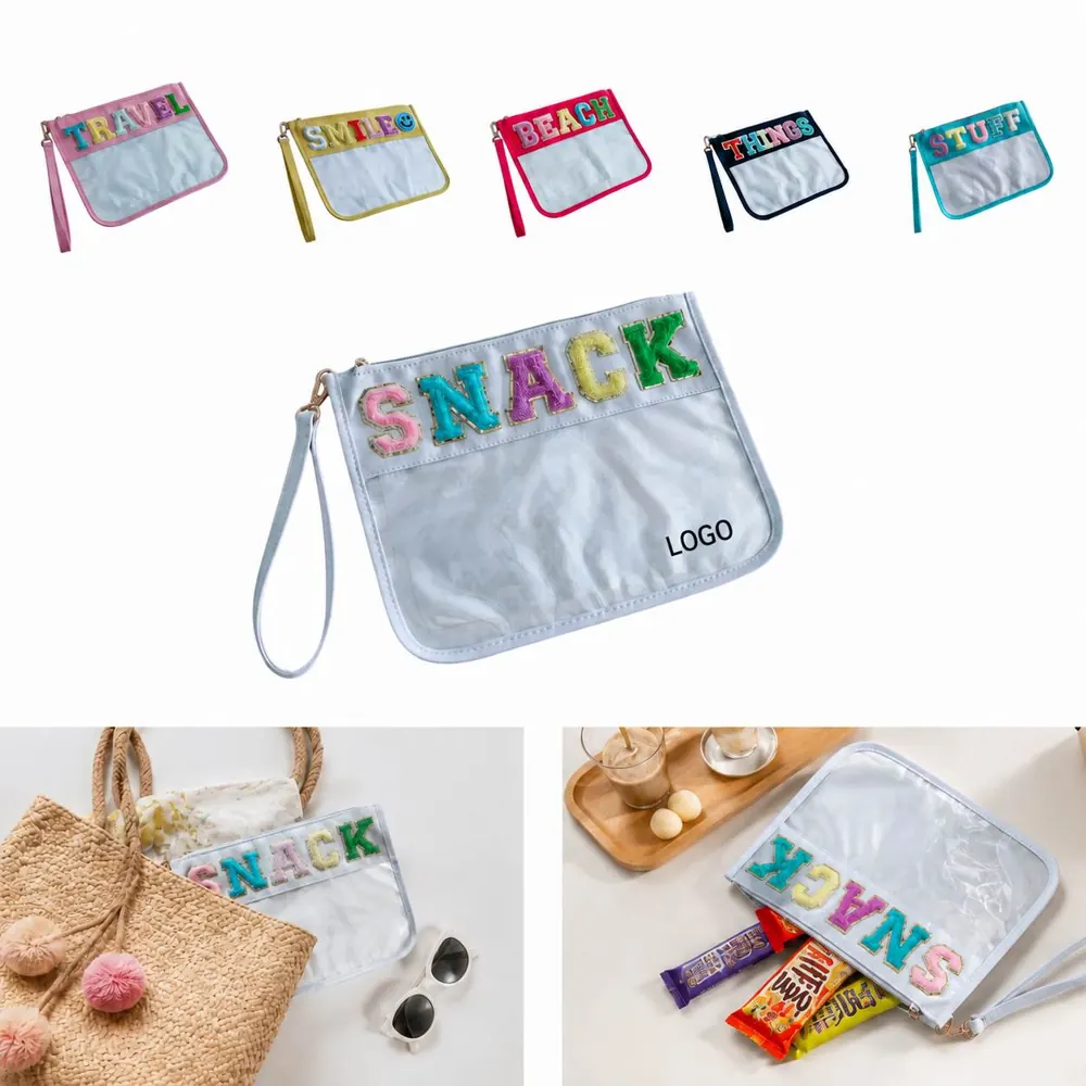 Custom Chenille Letter Flat Bag with Adjustable Strap