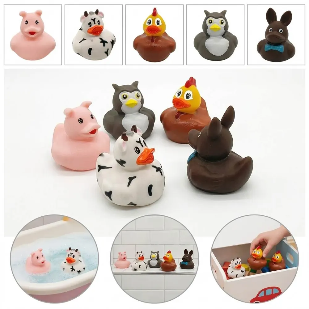 Animal Shape Rubber Duck Bath Toy Set for Kids 2