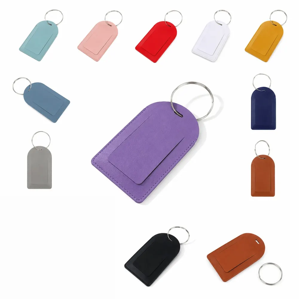 PU Leather Privacy Luggage Tags with Metal Loop 2