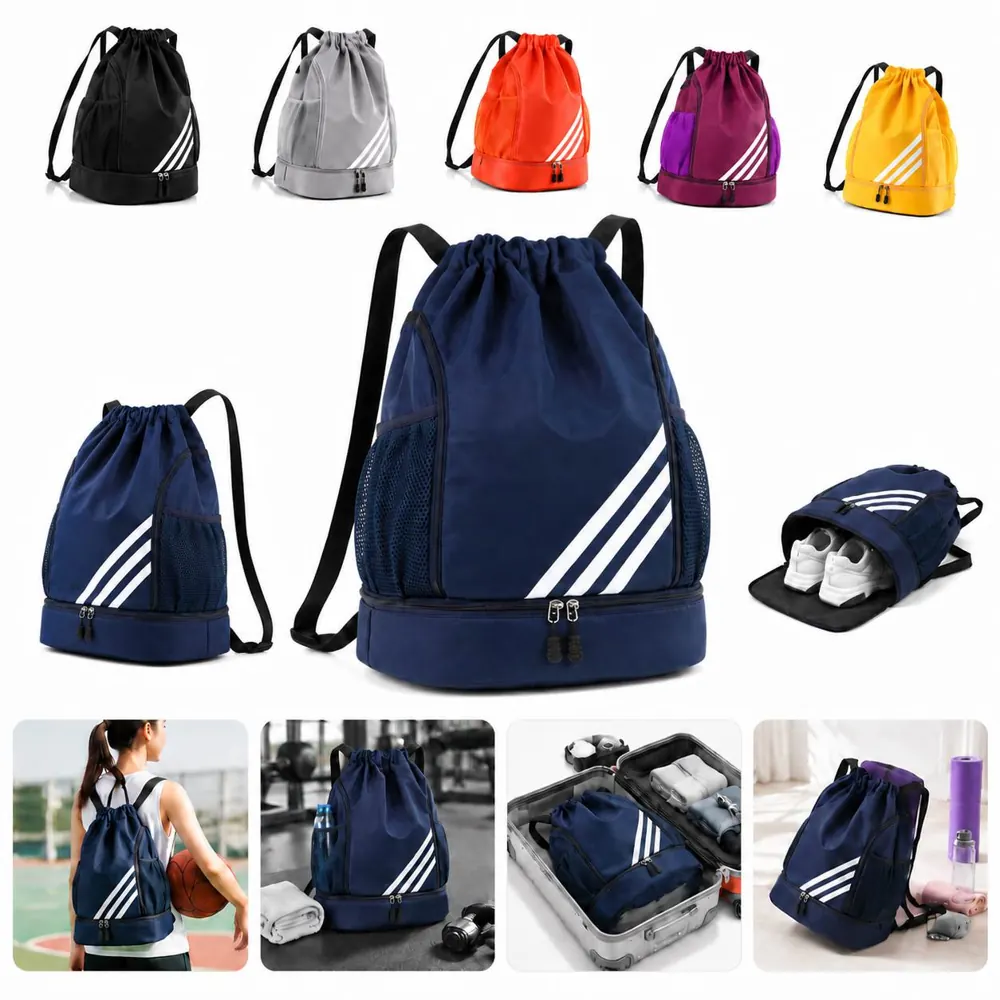 Sports Drawstring Backpack with Shoe Compartment 2