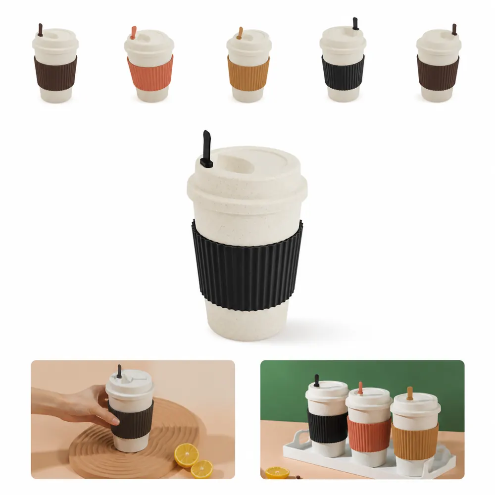 Eco Wheat Straw Coffee Cup Reusable Leak-Proof Travel Mug 2
