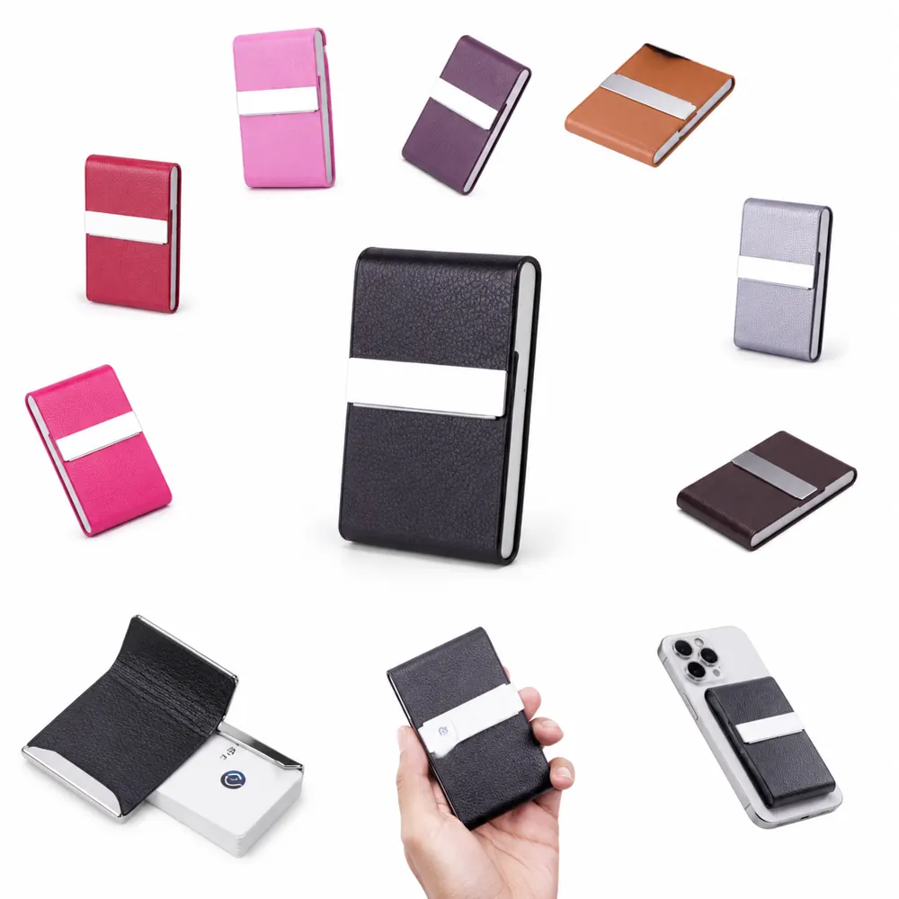 Magnetic PU Leather Business Card Holder with Secure Closure 2