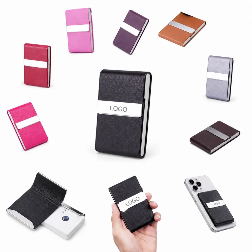 Magnetic PU Leather Business Card Holder with Secure Closure