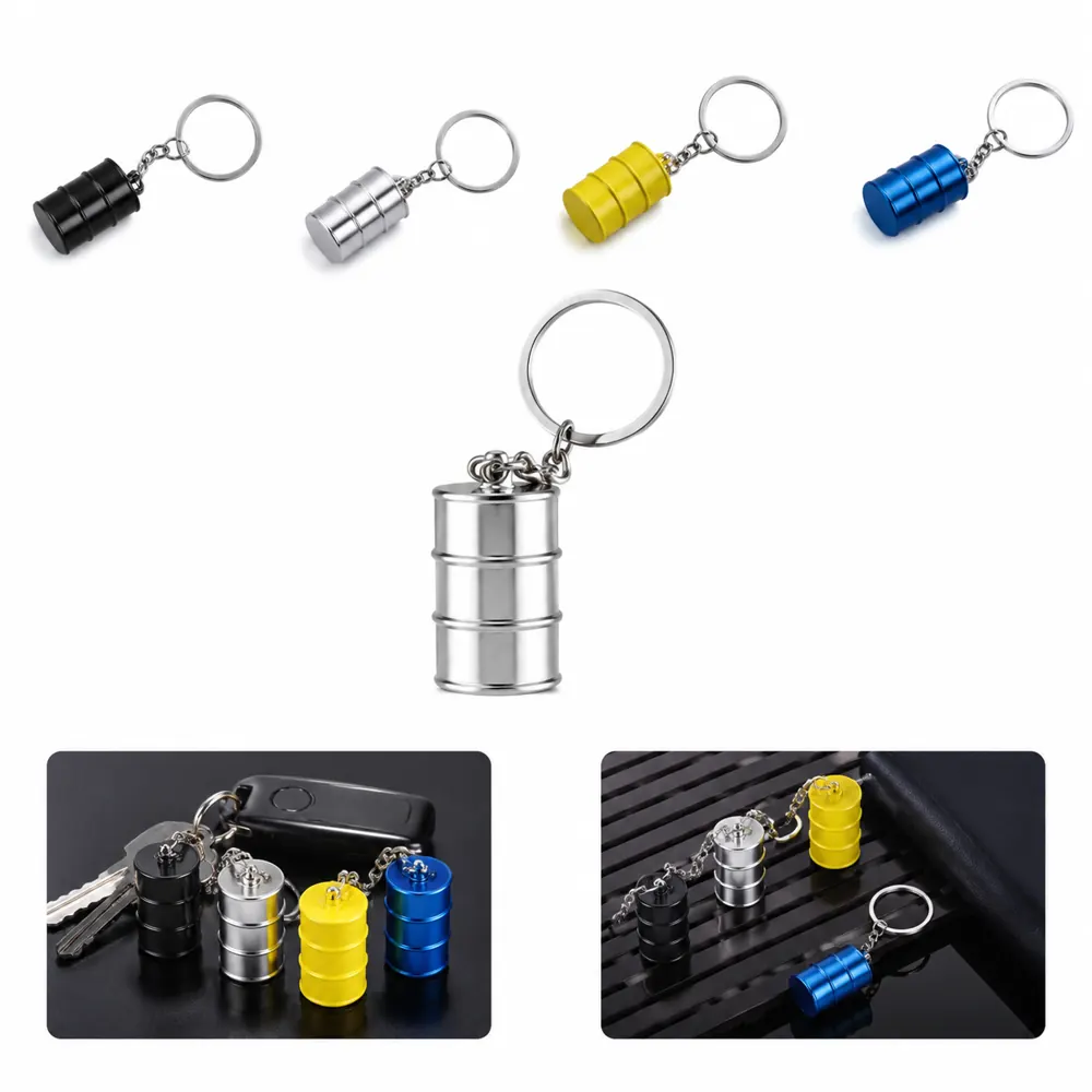 Polished Metal Fuel Barrel Keychain Key Holder Organizer 2