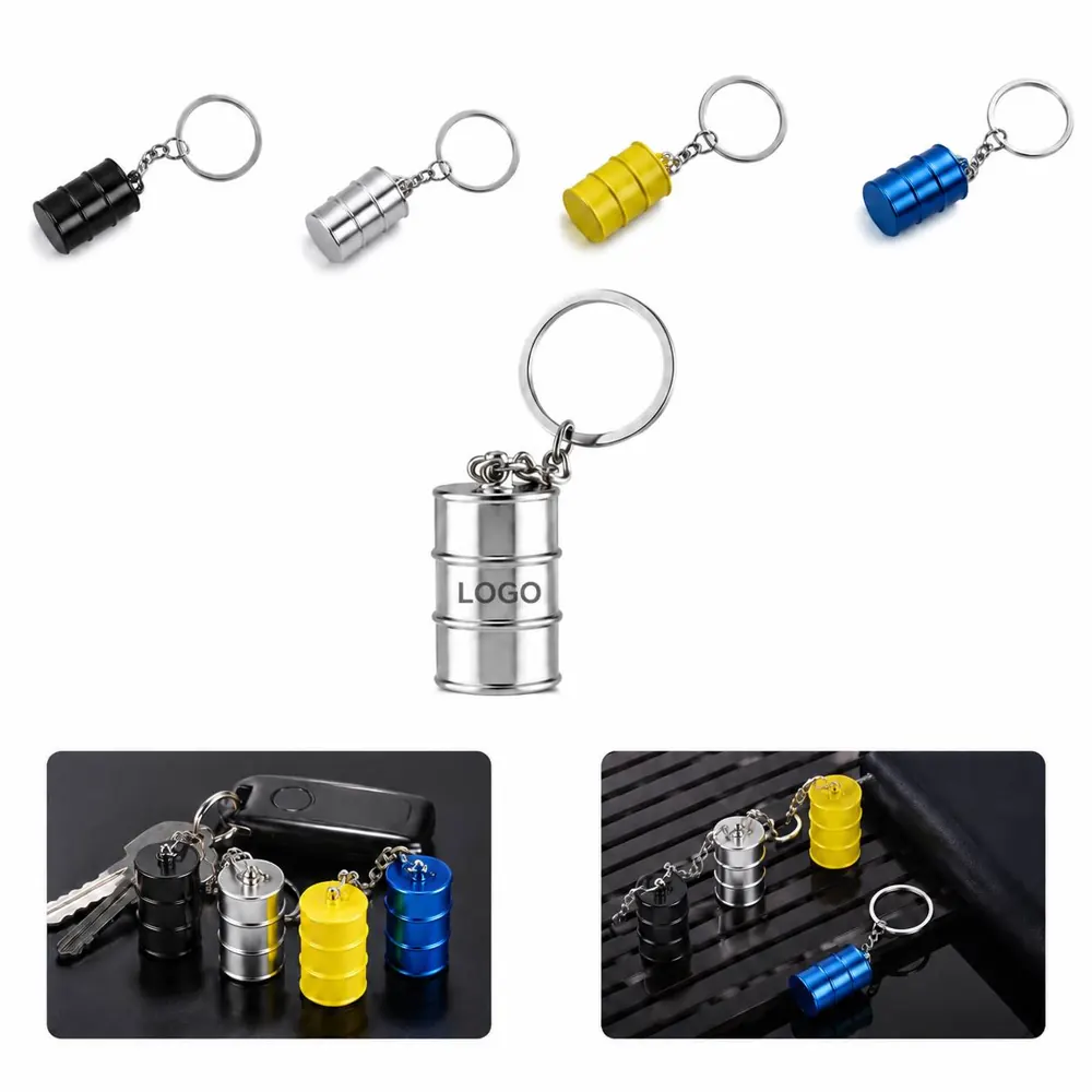 Polished Metal Fuel Barrel Keychain Key Holder Organizer