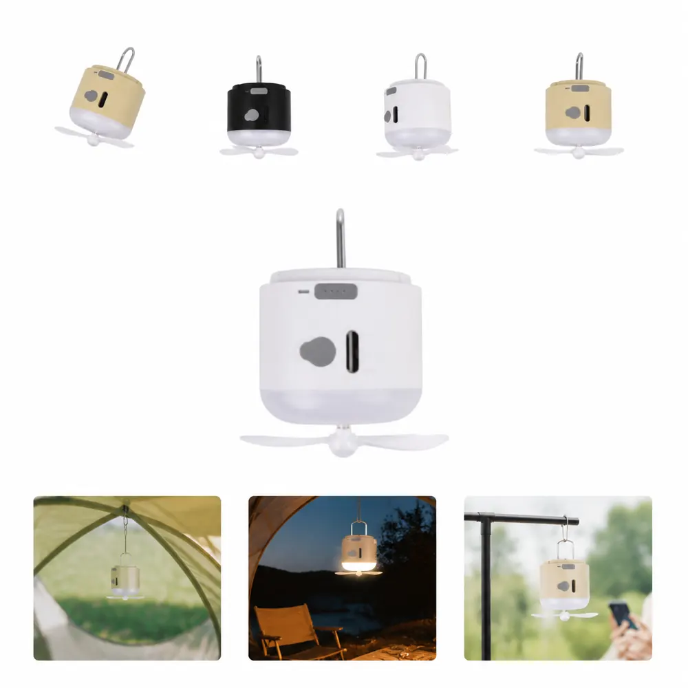 Rechargeable Camping Fan Light with LED Lantern, Portable 2