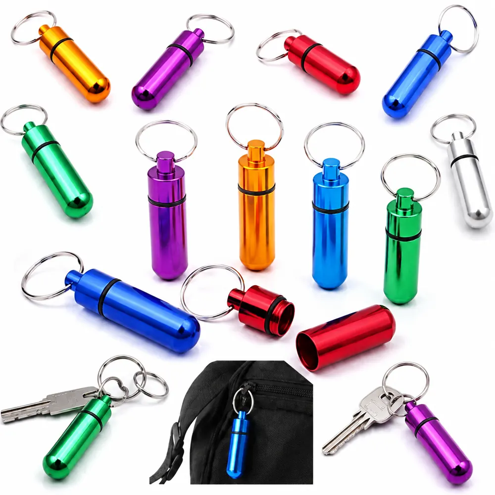Waterproof Aluminum Pill Holder Keychain for Travel 2