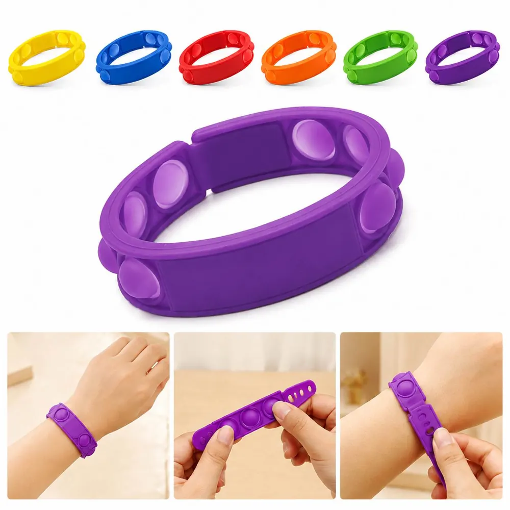 Silicone Pop Fidget Wristband Reusable Sensory Stress 2