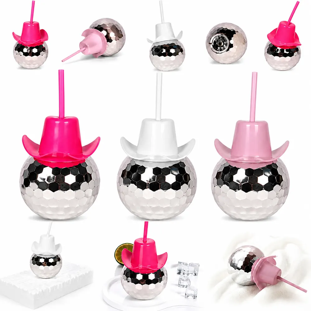 Cowboy Hat Disco Ball Cup 20oz for Party Drinks 2