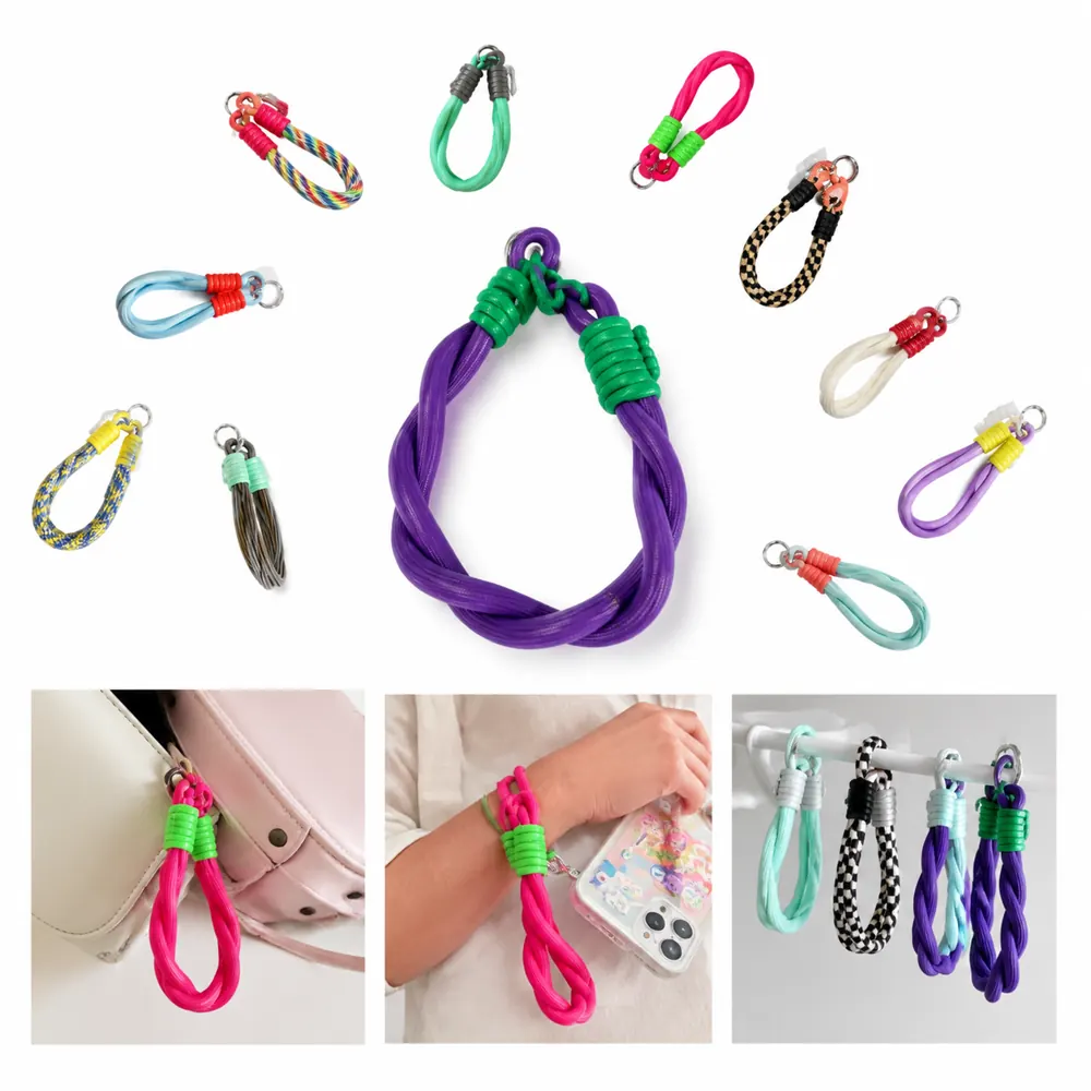 Braided Mixed-Color Phone Lanyard with Adjustable Wrist 2