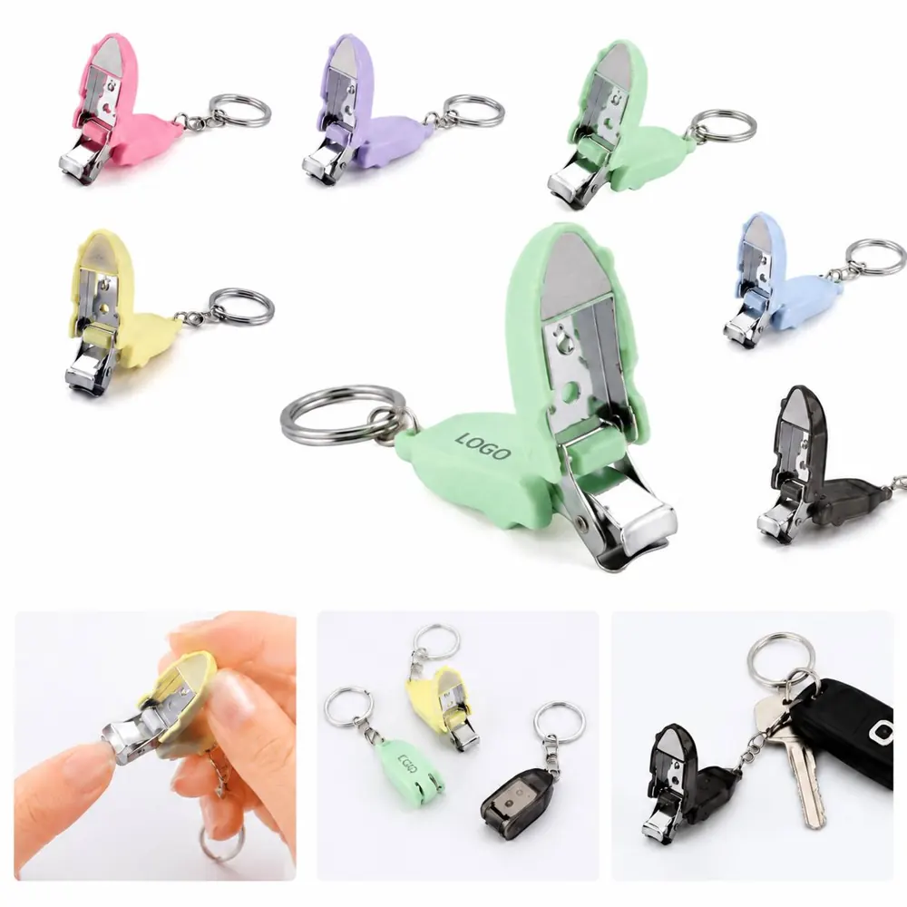 Foldable Stainless Steel Keyring Nail Clipper with Safe