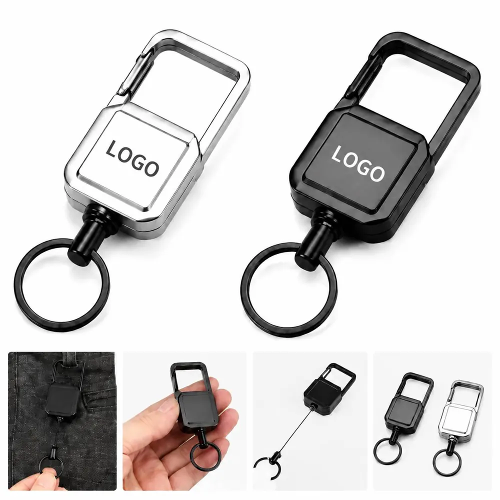 Retractable Badge Reel Keychain with Carabiner Clip