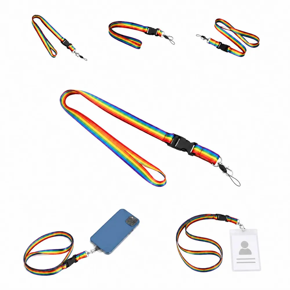 Customizable Rainbow Lanyard with Metal Clip for ID Badges 2