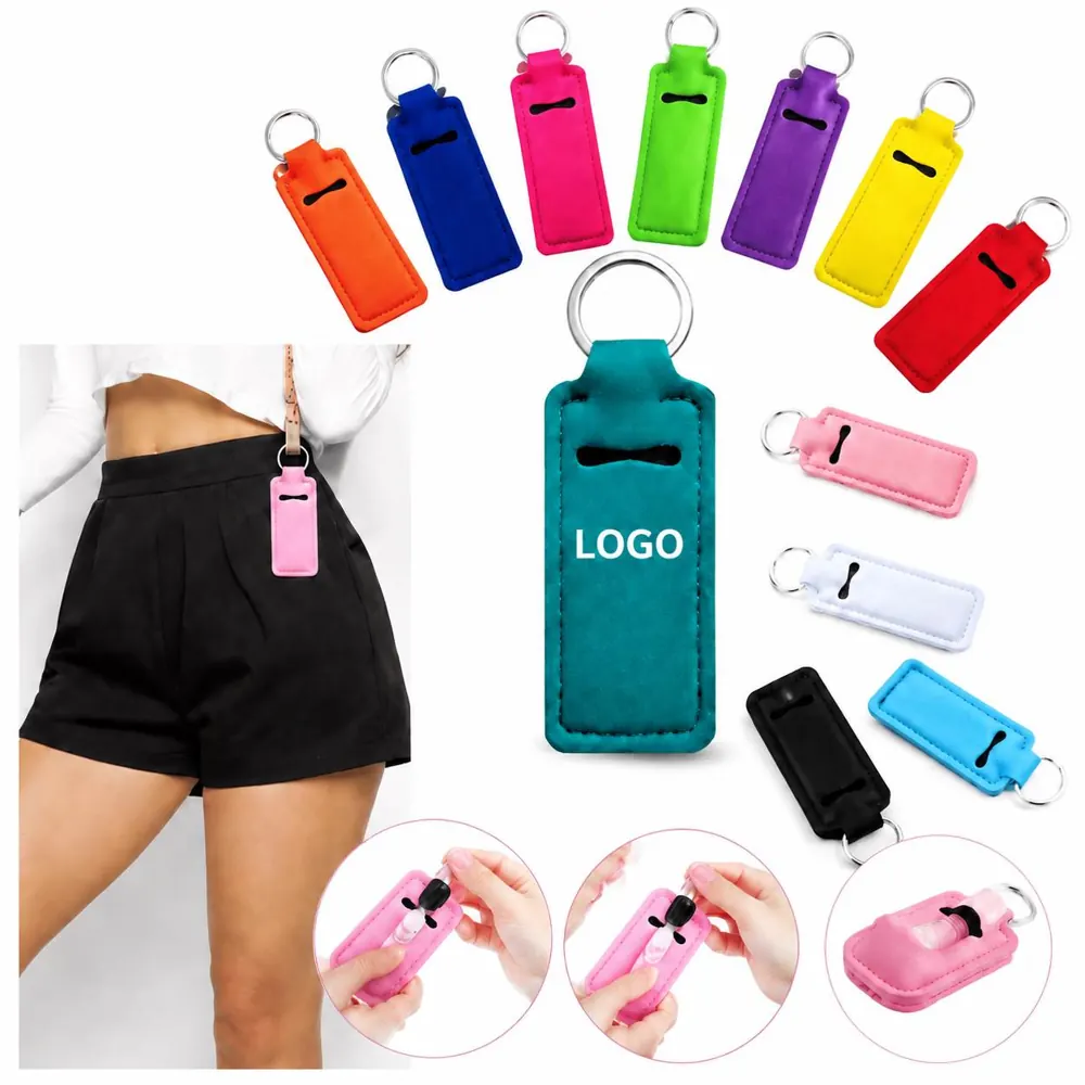 Neoprene Lip Balm Holder Keychain with Protective Sleeve