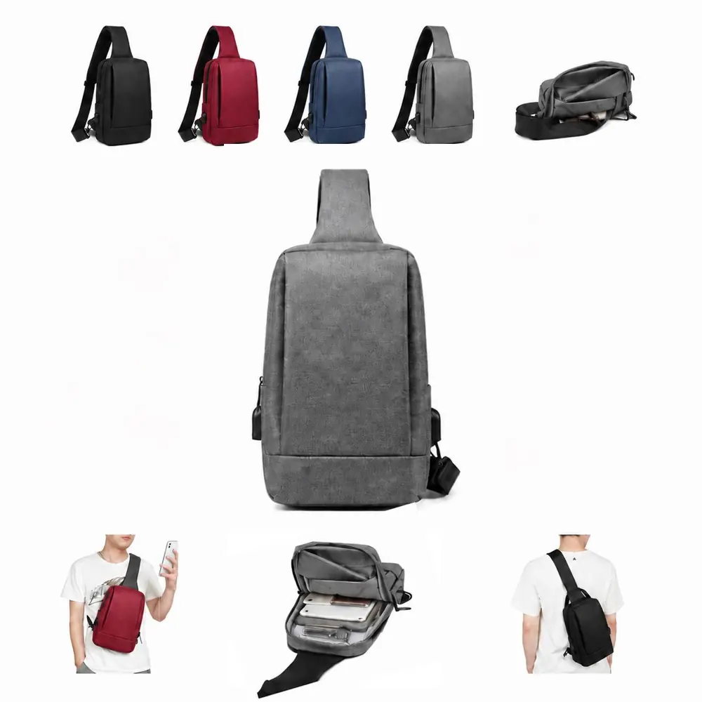 Adjustable Oxford Crossbody Sling Bag with USB Port 2