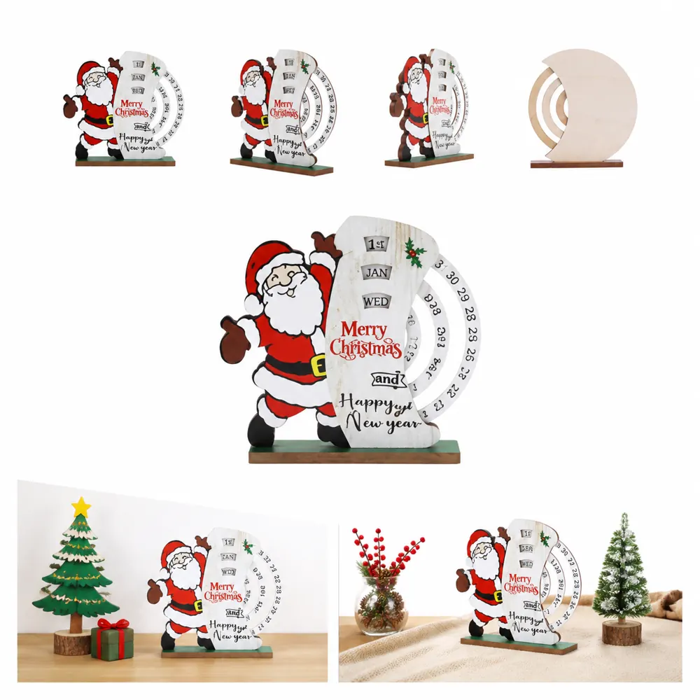 Wooden Perpetual Desk Calendar with Rotating Blocks 2