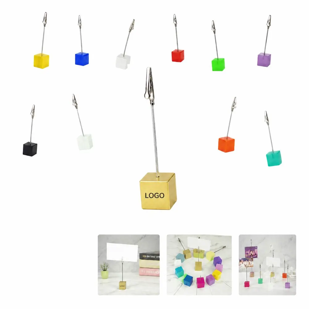 Colorful Cube Memo Clip Holder for Desk Organization