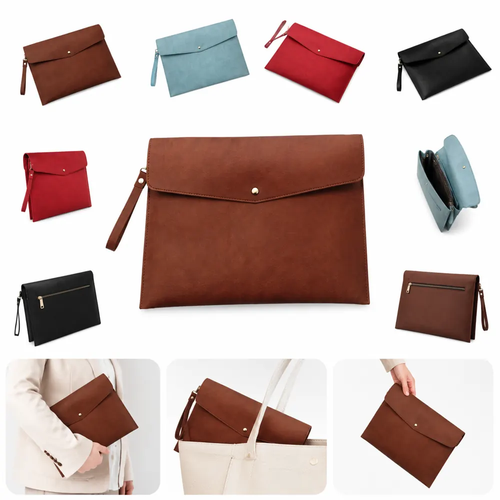 PU Leather A4 Envelope Document Portfolio with Hand Strap 2