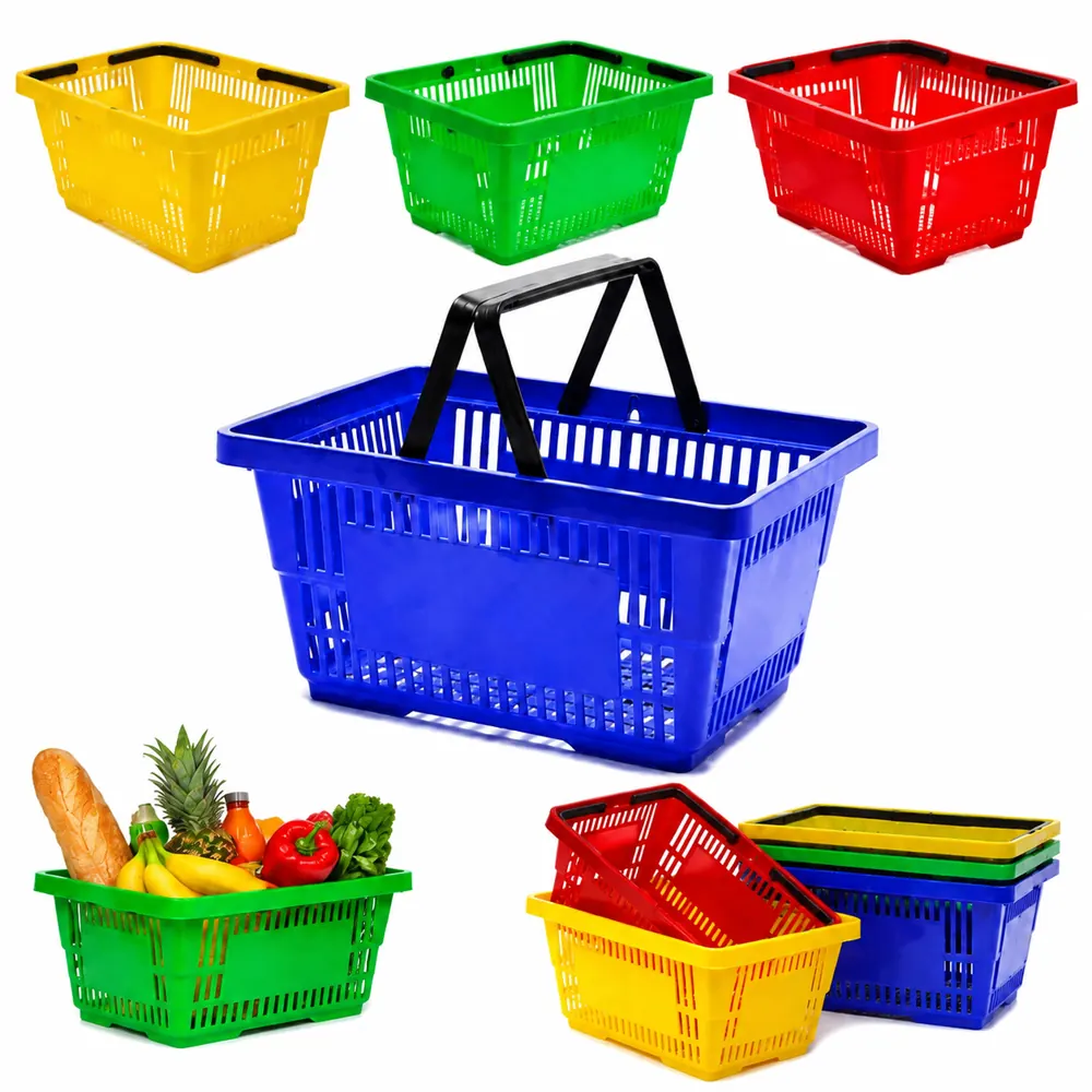 Lightweight Plastic Shopping Basket with Comfortable Handle 2