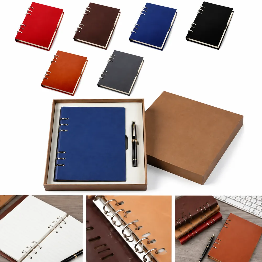 Refillable PU Leather A5 Journal & Pen Set with Replaceable 2