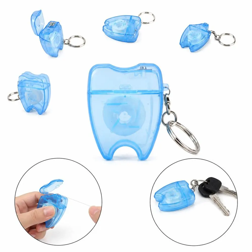 Portable Dental Floss Container Keychain with Flip-Top 2