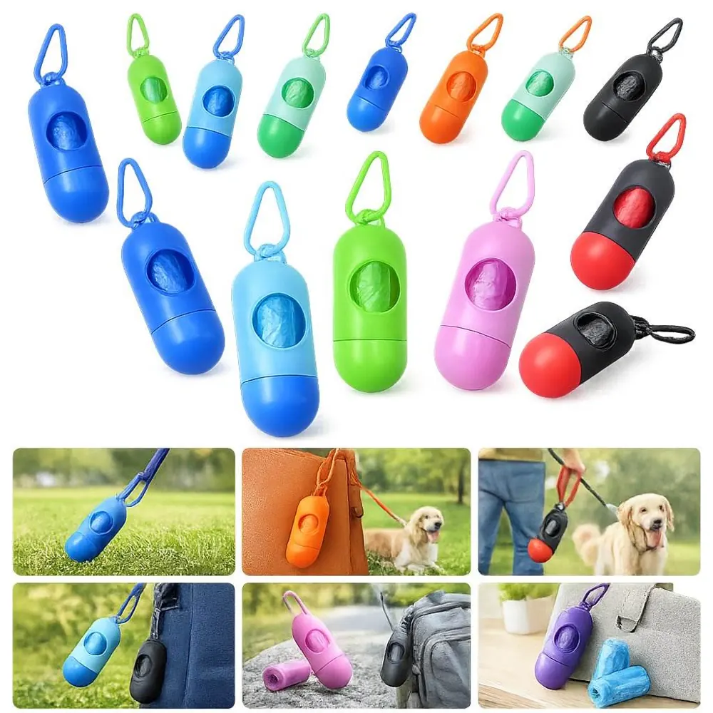 Portable Leash Clip Poop Bag Dispenser with Biodegradable 2