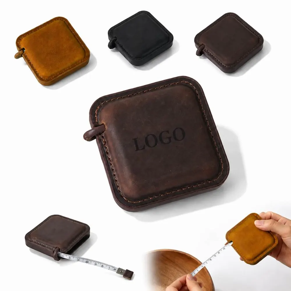 Leather Keychain Measuring Tape with Metric & Imperial Marks