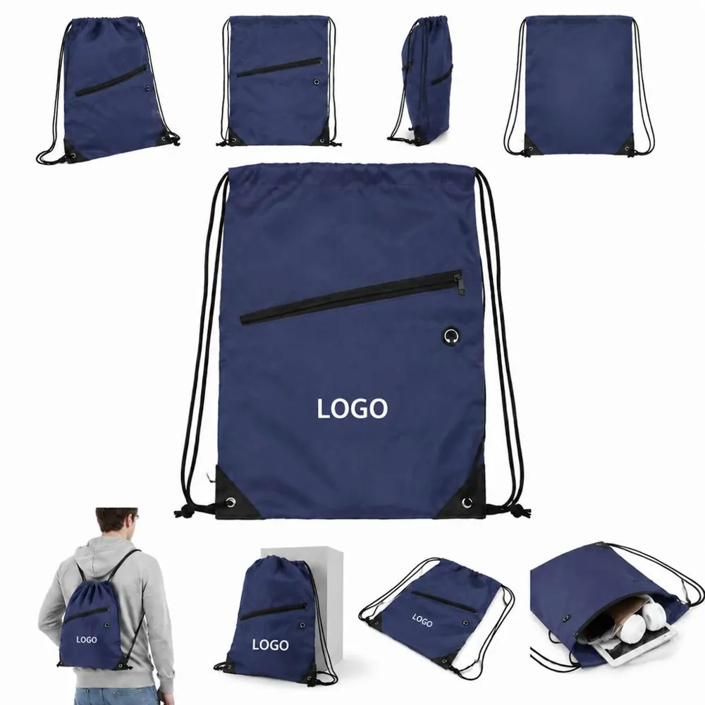 Reinforced Corner Drawstring Backpack, 210D Polyester