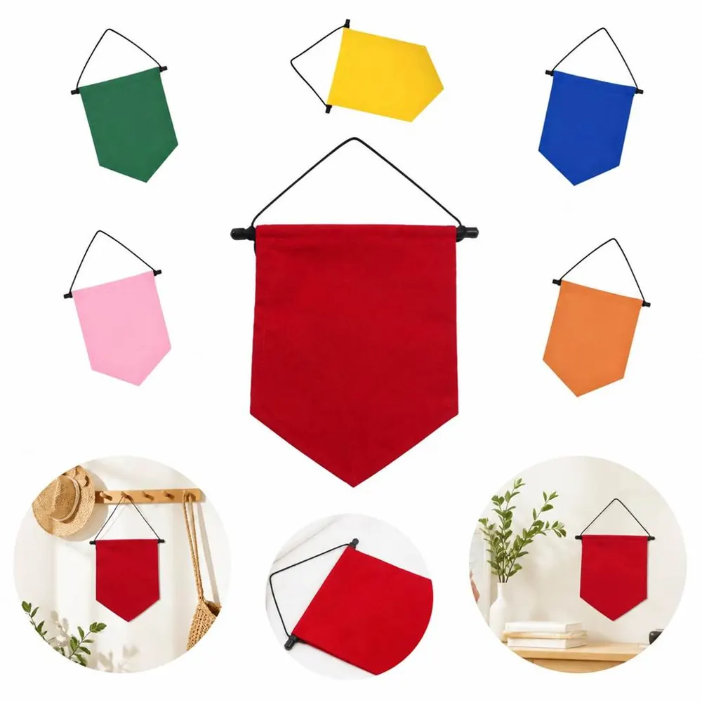 Solid Color Fabric Hanging Banner with V-Cut Bottom 2