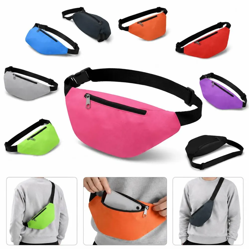 Waterproof Nylon Waist Bag with Multiple Zippered Pockets 2
