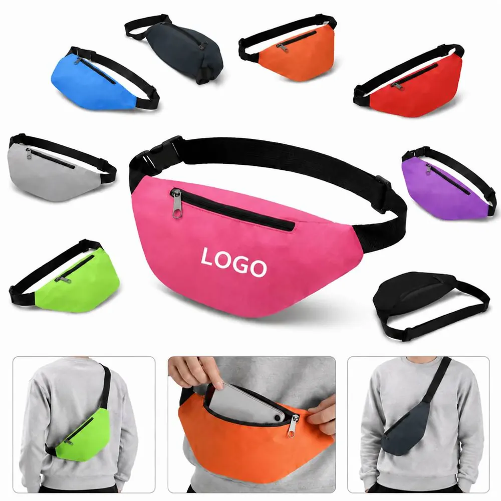Waterproof Nylon Waist Bag with Multiple Zippered Pockets