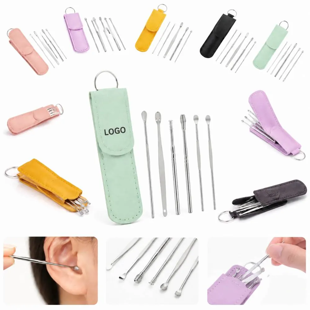 Stainless Steel Ear Cleaner Set with Case, Reusable Earwax