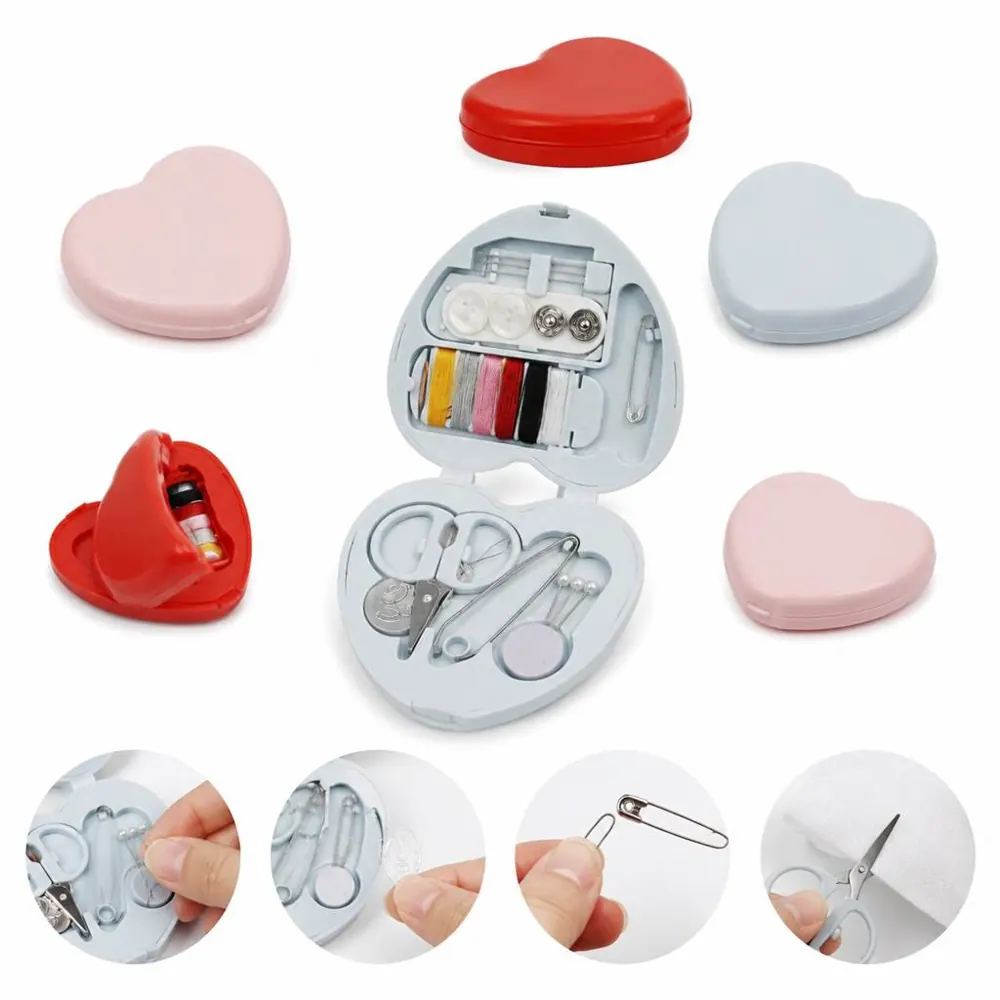 Compact Heart-Shaped Sewing Kit with Portable Travel 2