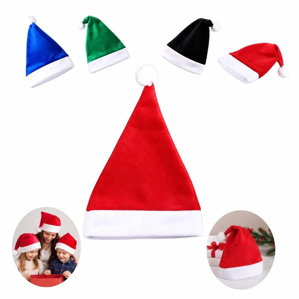 Plush Felt Santa Hat with Pom-Pom for Christmas 2