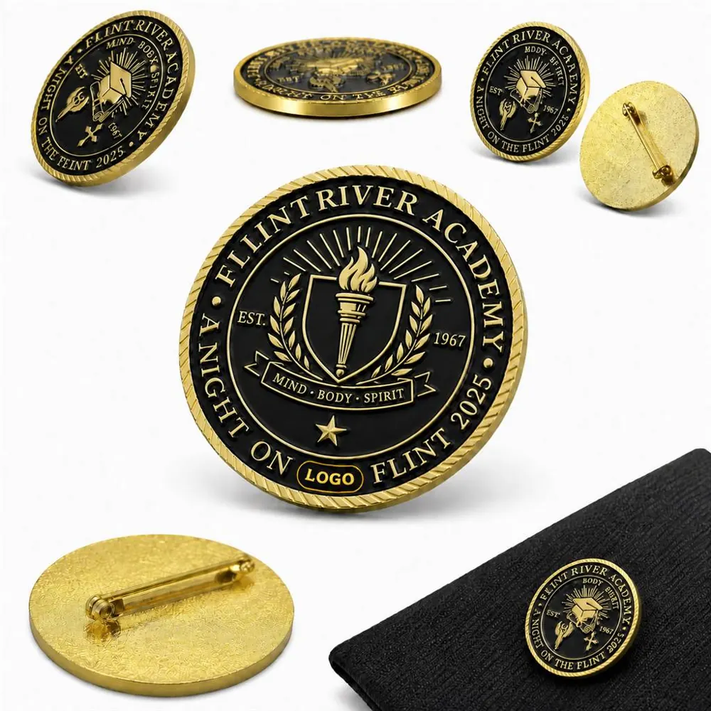 Custom Gold Plated Award Lapel Badge with Pin Back