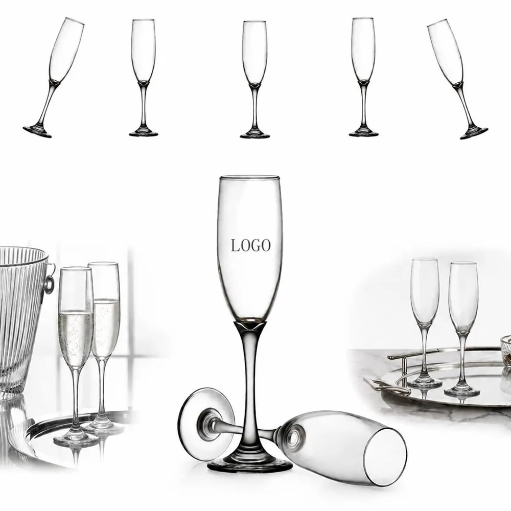 6oz Embossed Champagne Flute, Sparkling Wine Glass