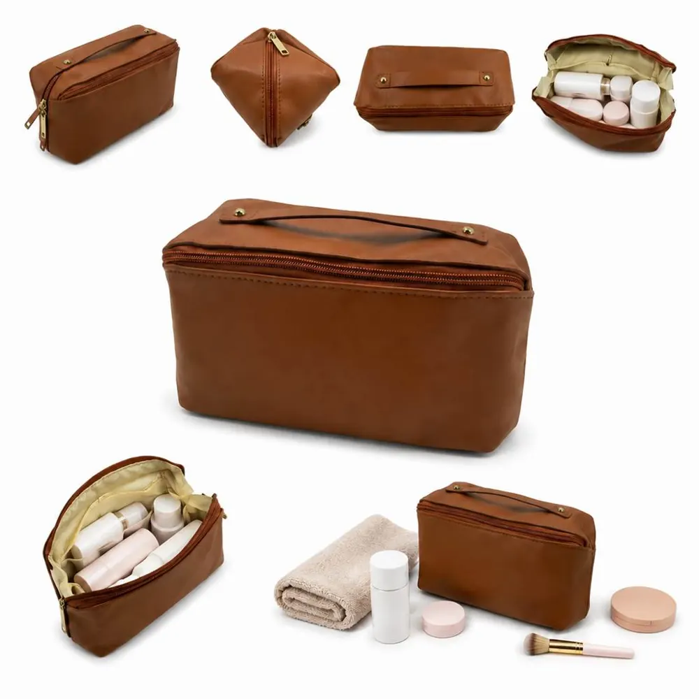 Waterproof PU Leather Travel Cosmetic Organizer Bag 2