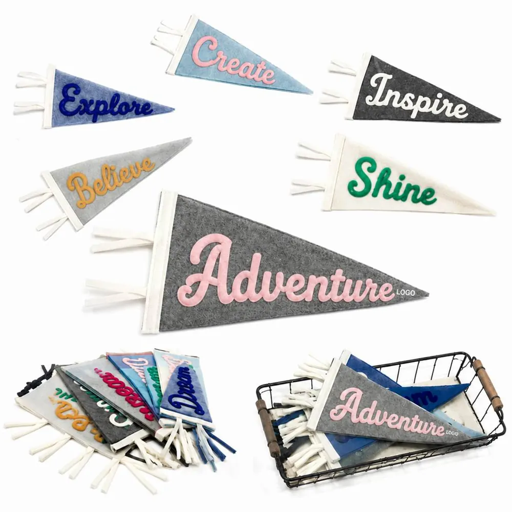 Felt Pennant Bunting 8x18in, Soft Fabric Party Garland