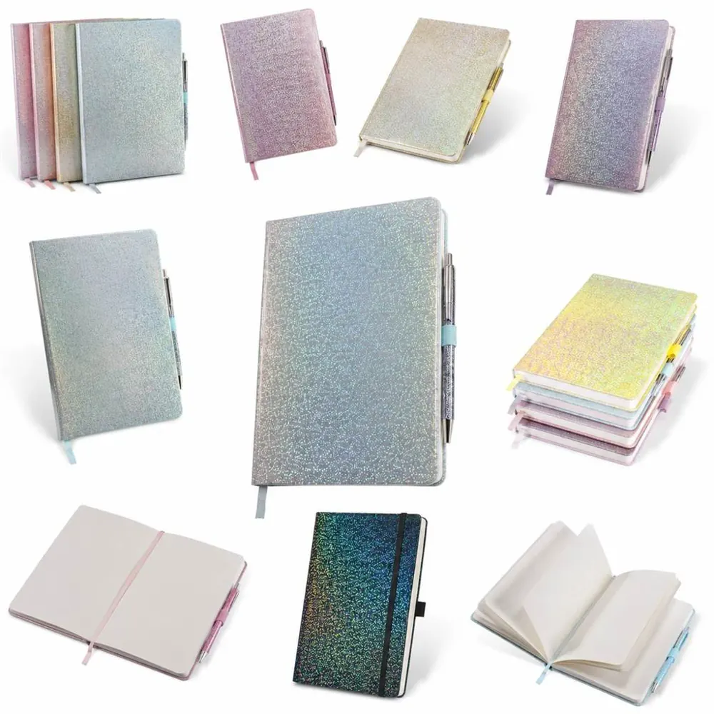A5 Glossy Notebook with Pen, Smudge-Resistant Lined Pages 2