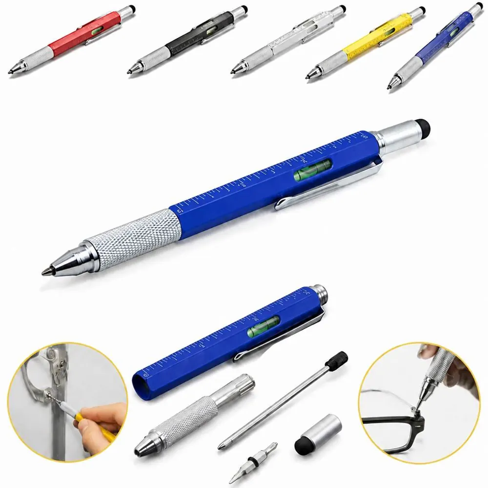 5-in-1 Multifunctional Aluminum Tool Pen with Level & Stylus 2
