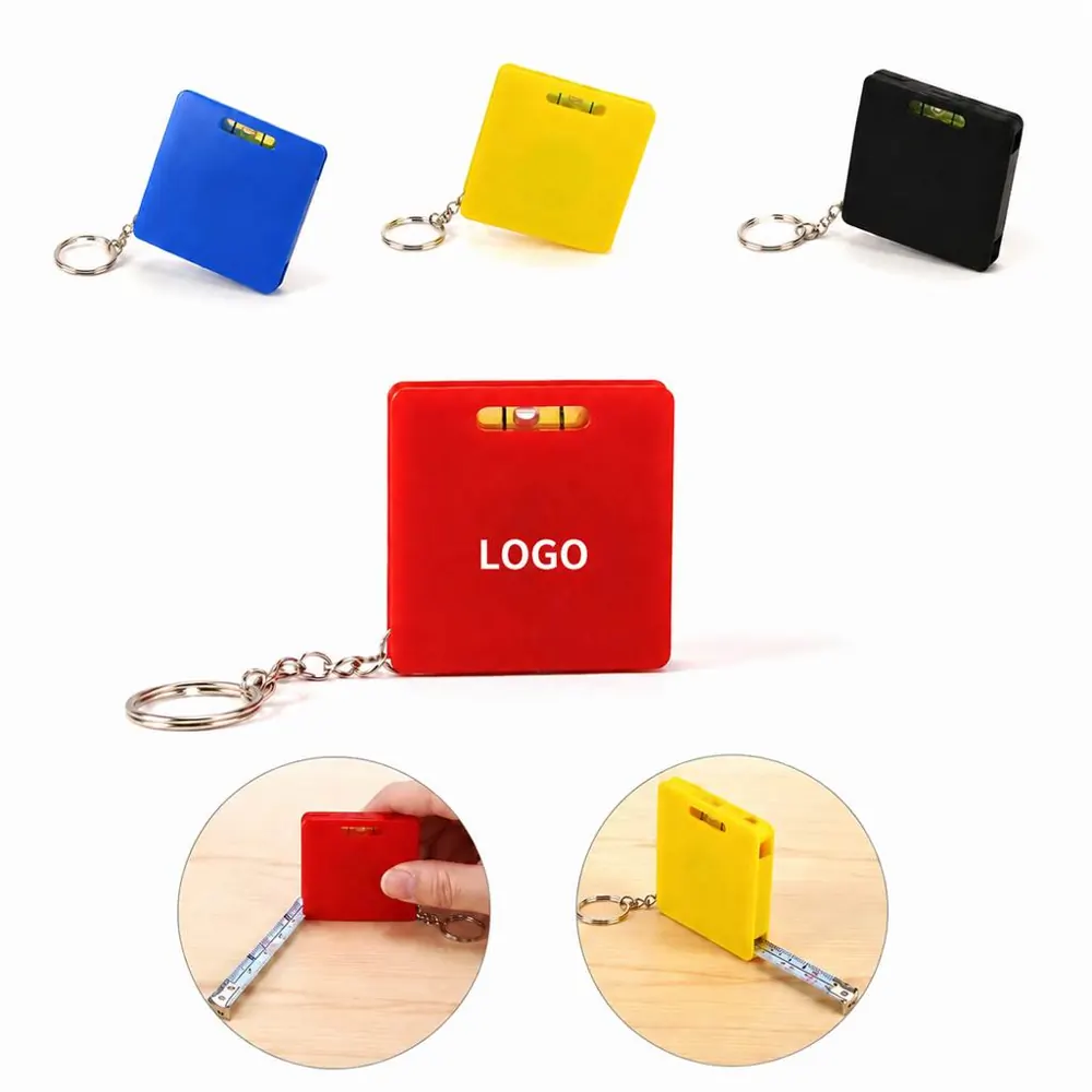 Mini Retractable Tape Measure Keychain with Level for DIY