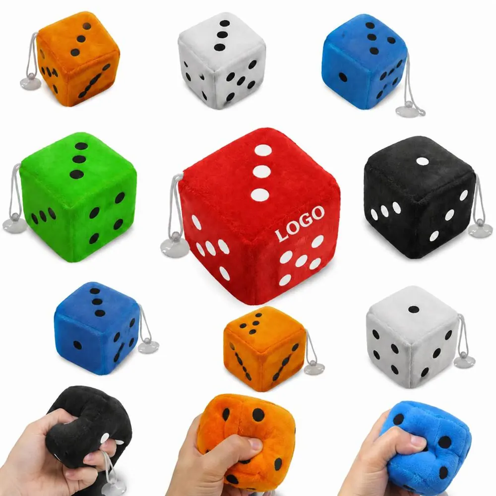 Plush Foam Car Dice with Custom Logo for Rearview Mirror
