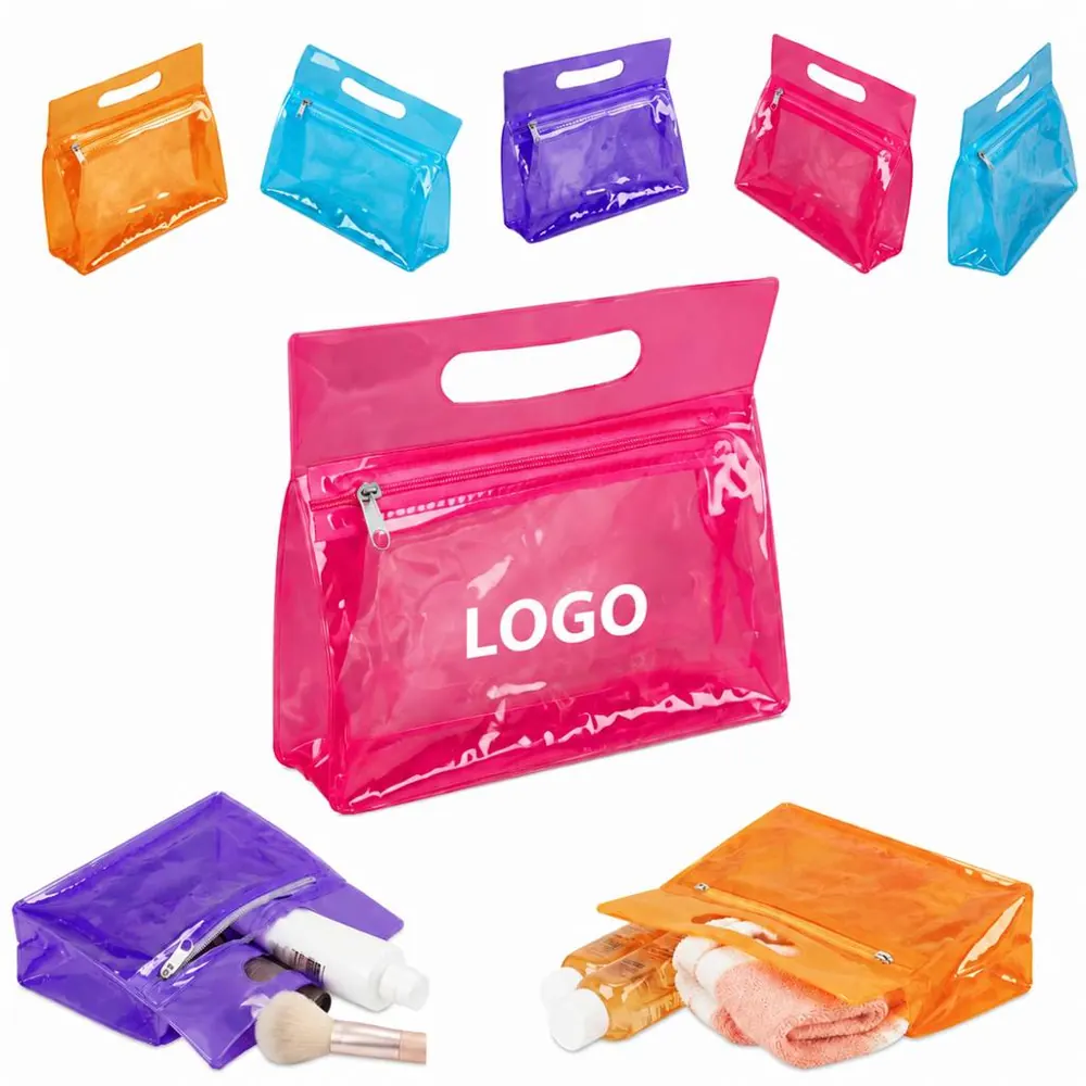 Clear PVC Handle Zipper Cosmetic Bag for Travel