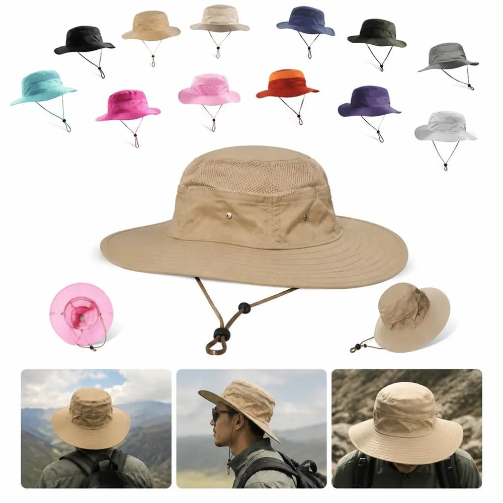 UPF 50+ Wide Brim Nylon Sun Bucket Hat for Outdoor 2