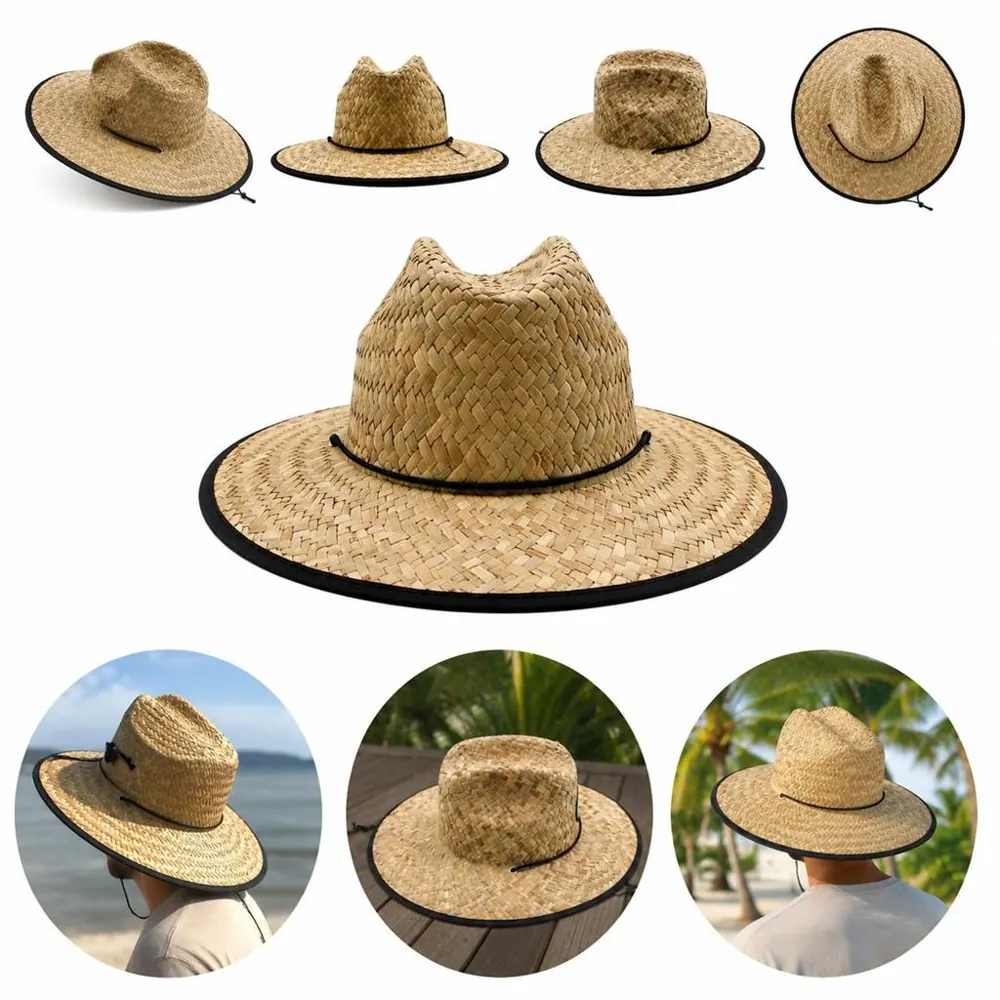 Handwoven Wide Brim Straw Sun Hat for Beach Travel 2