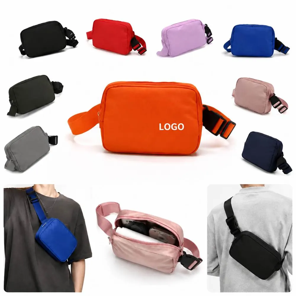 Colorful Waterproof Nylon Belt Bag with Crossbody Strap