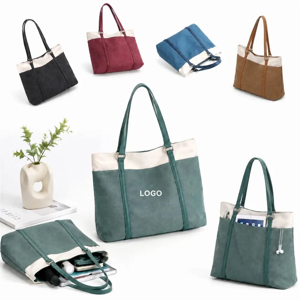 Vintage Laptop Tote Bag with Padded Compartment